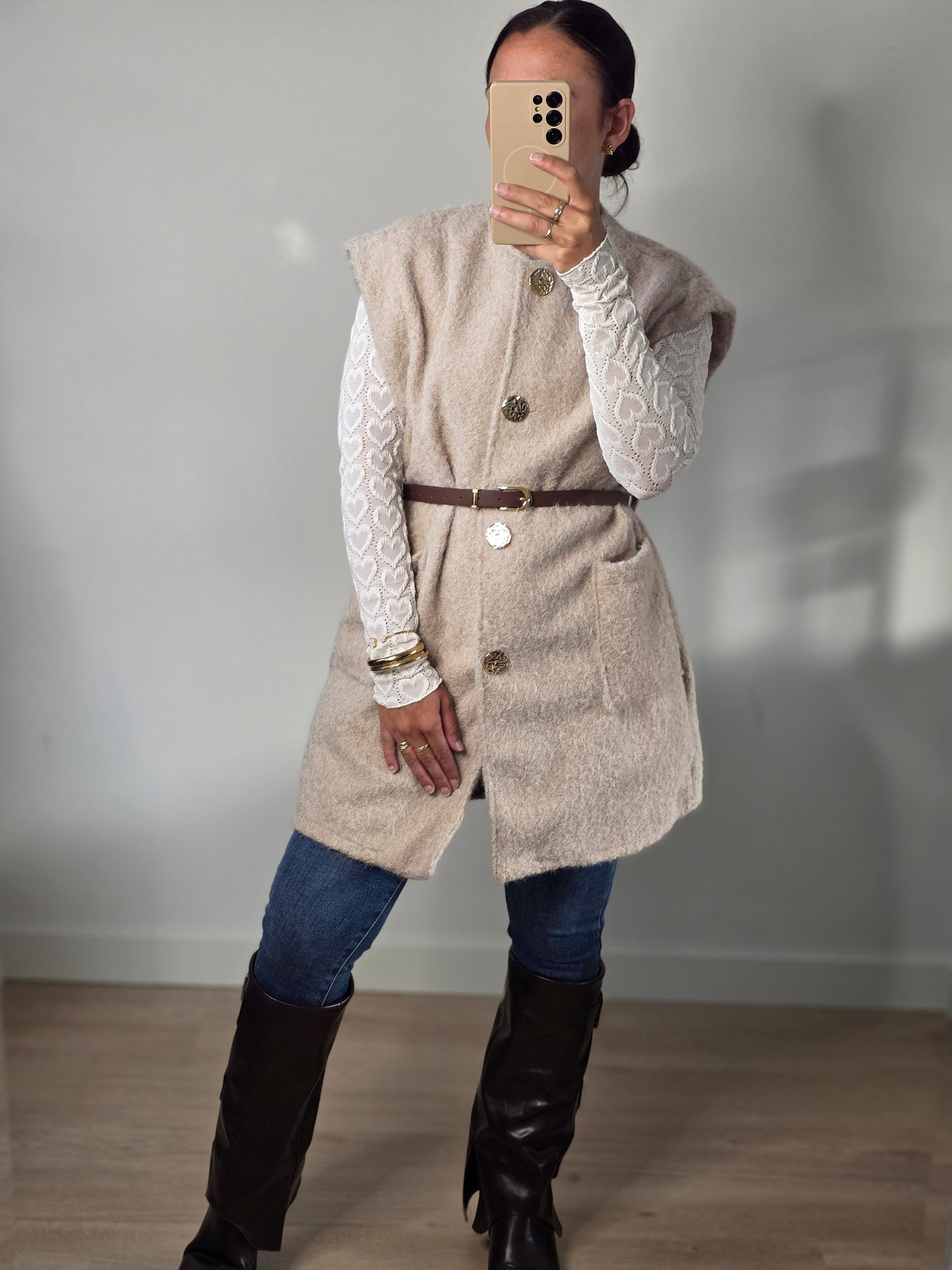 Teddy gilet beige