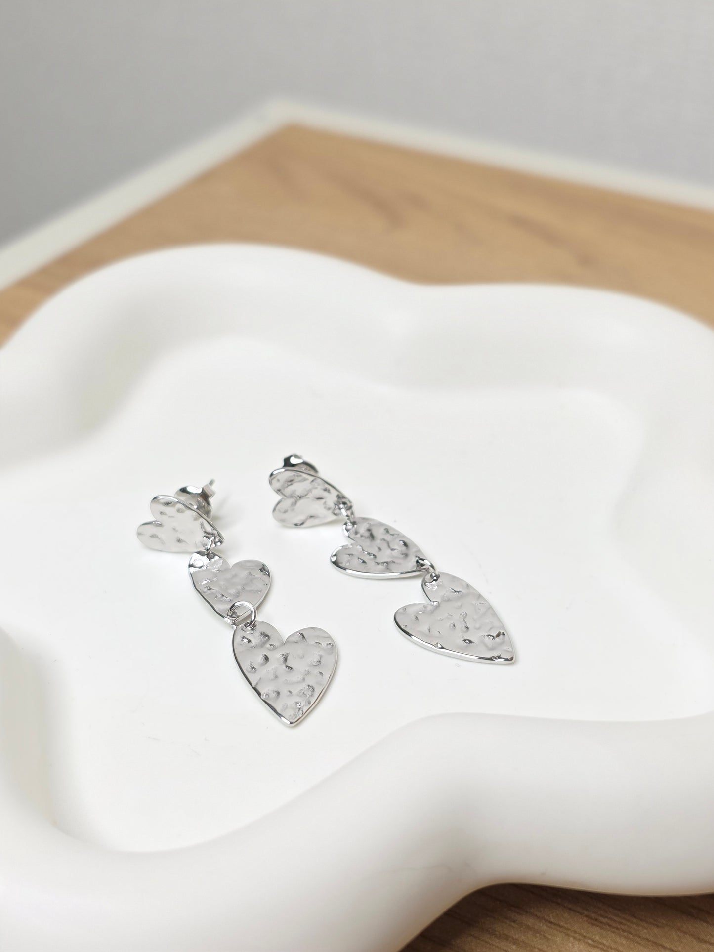 Triple heart earring silver