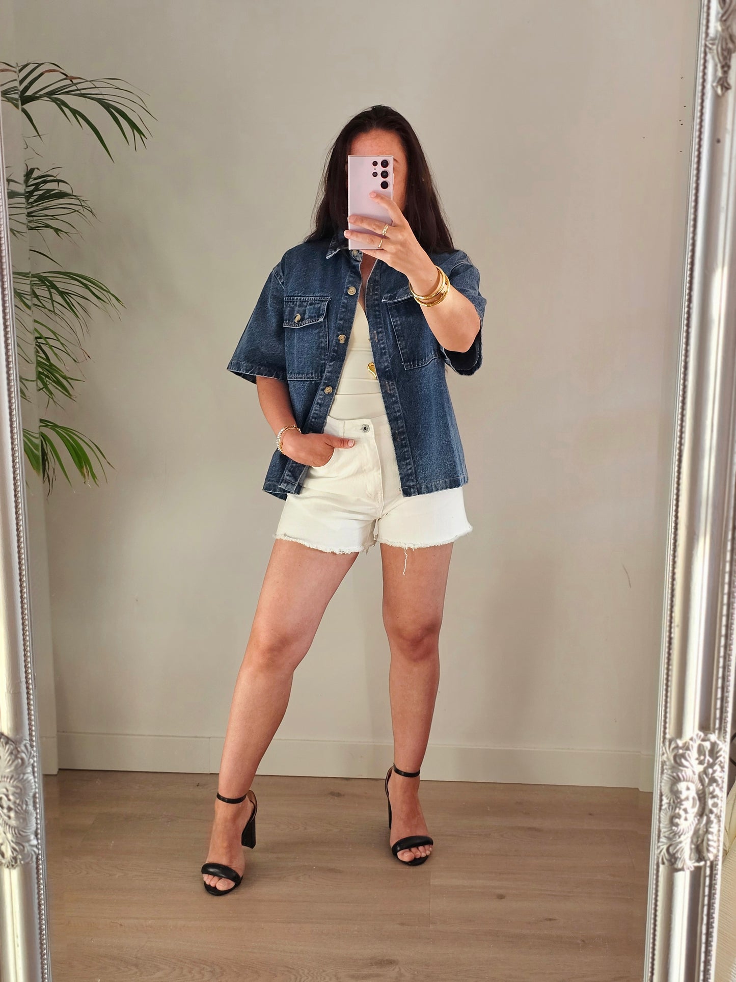 Azzurro dark denim blouse