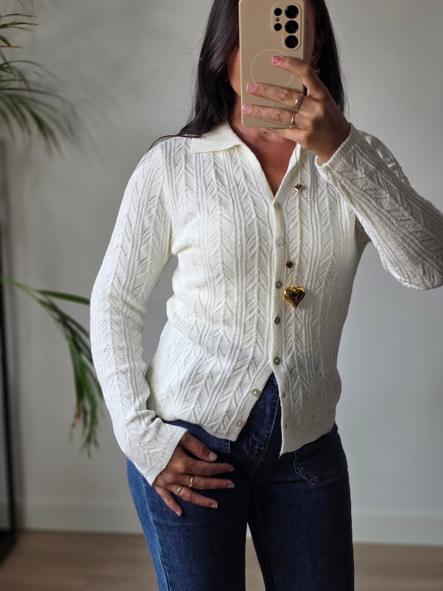 knitted cardigan off white