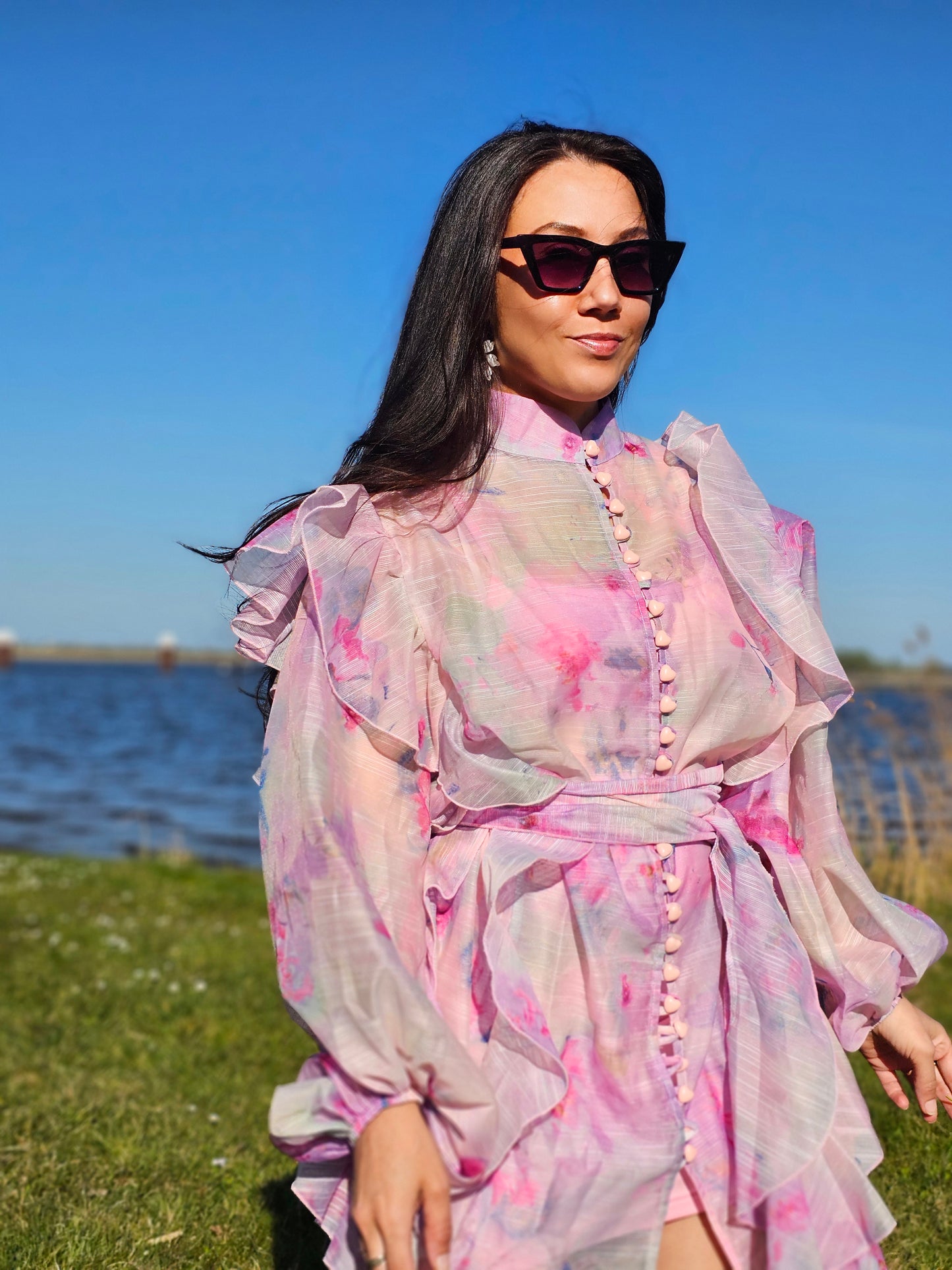 Pink ruffle dress