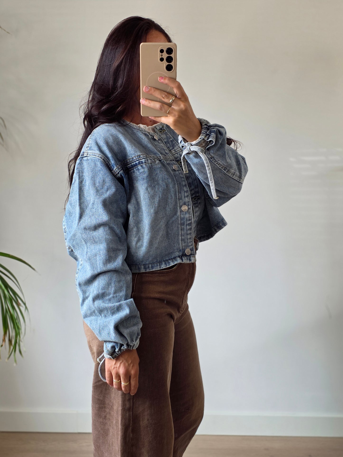 Jeans jacket bow