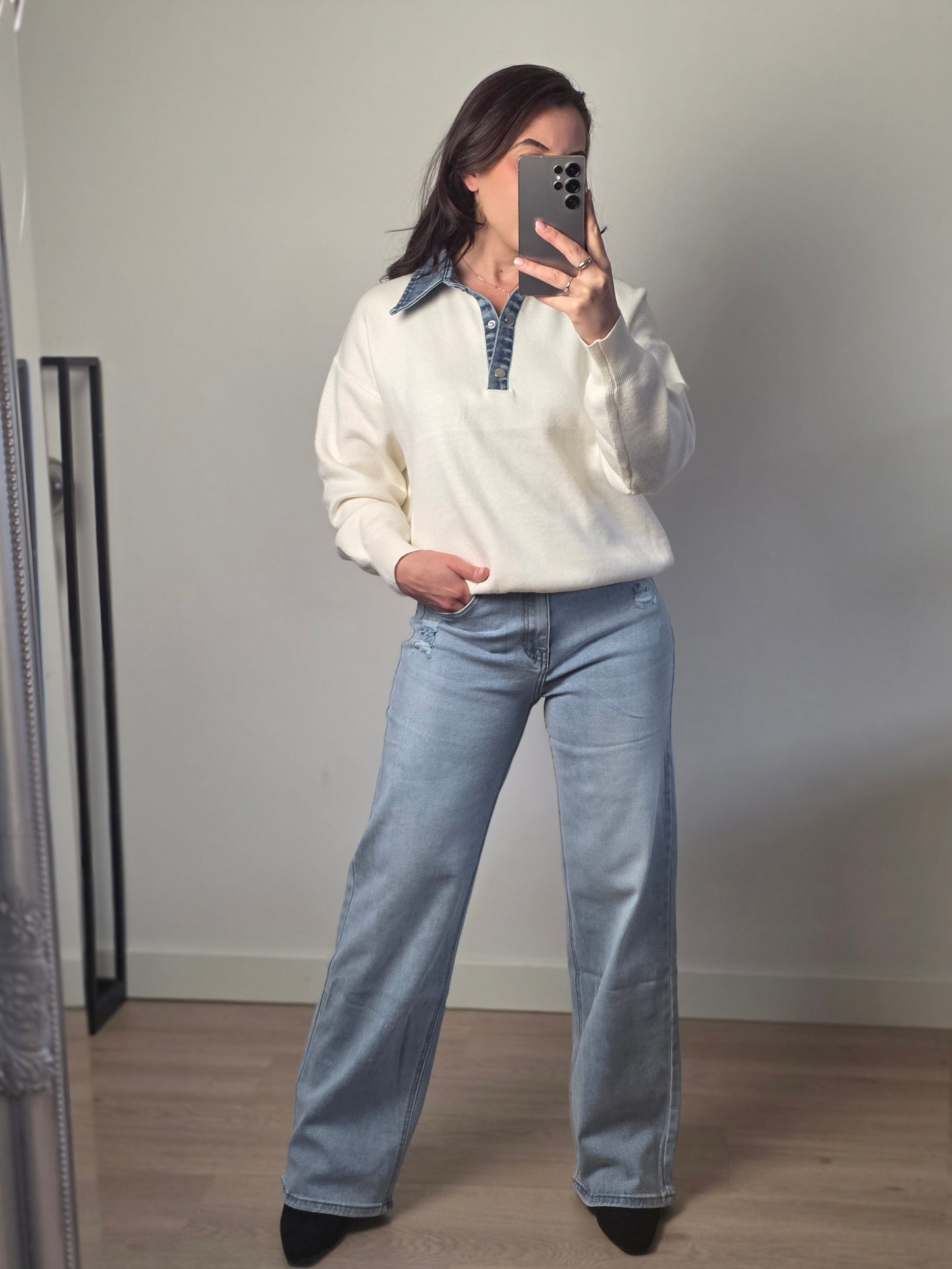 Denim trui beige