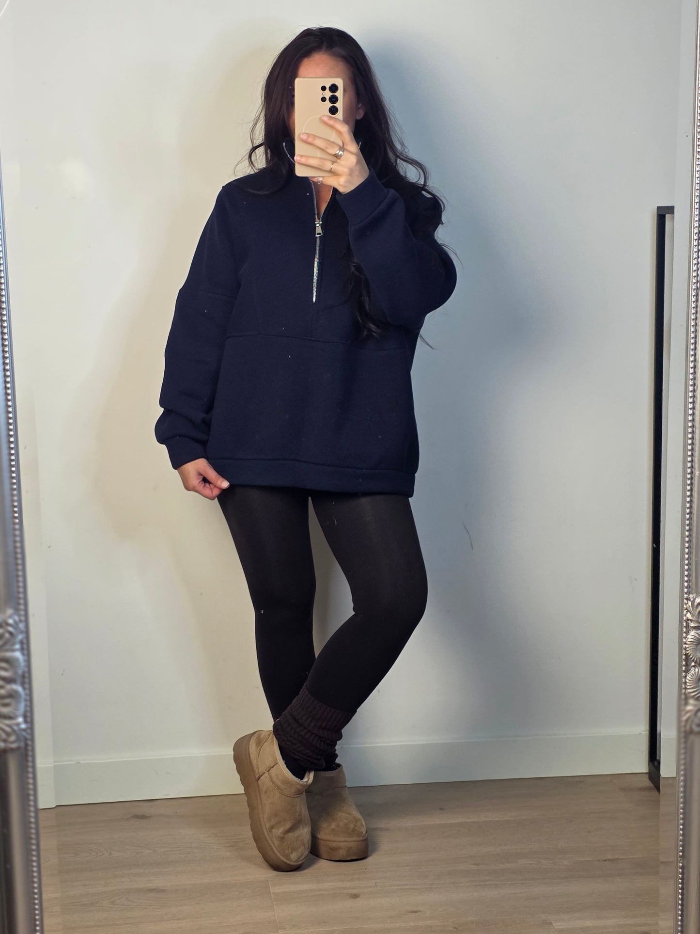 Zipper sweater navy blue