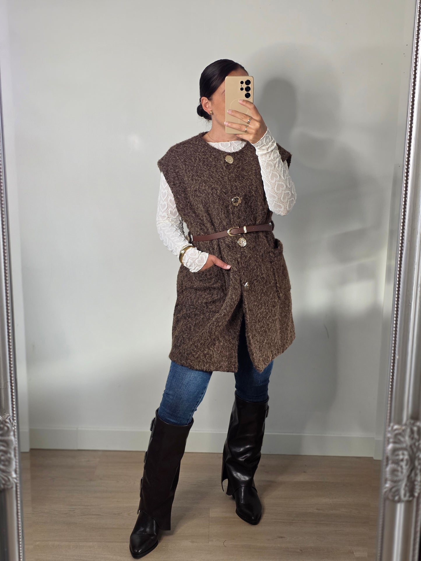 Teddy gilet bruin