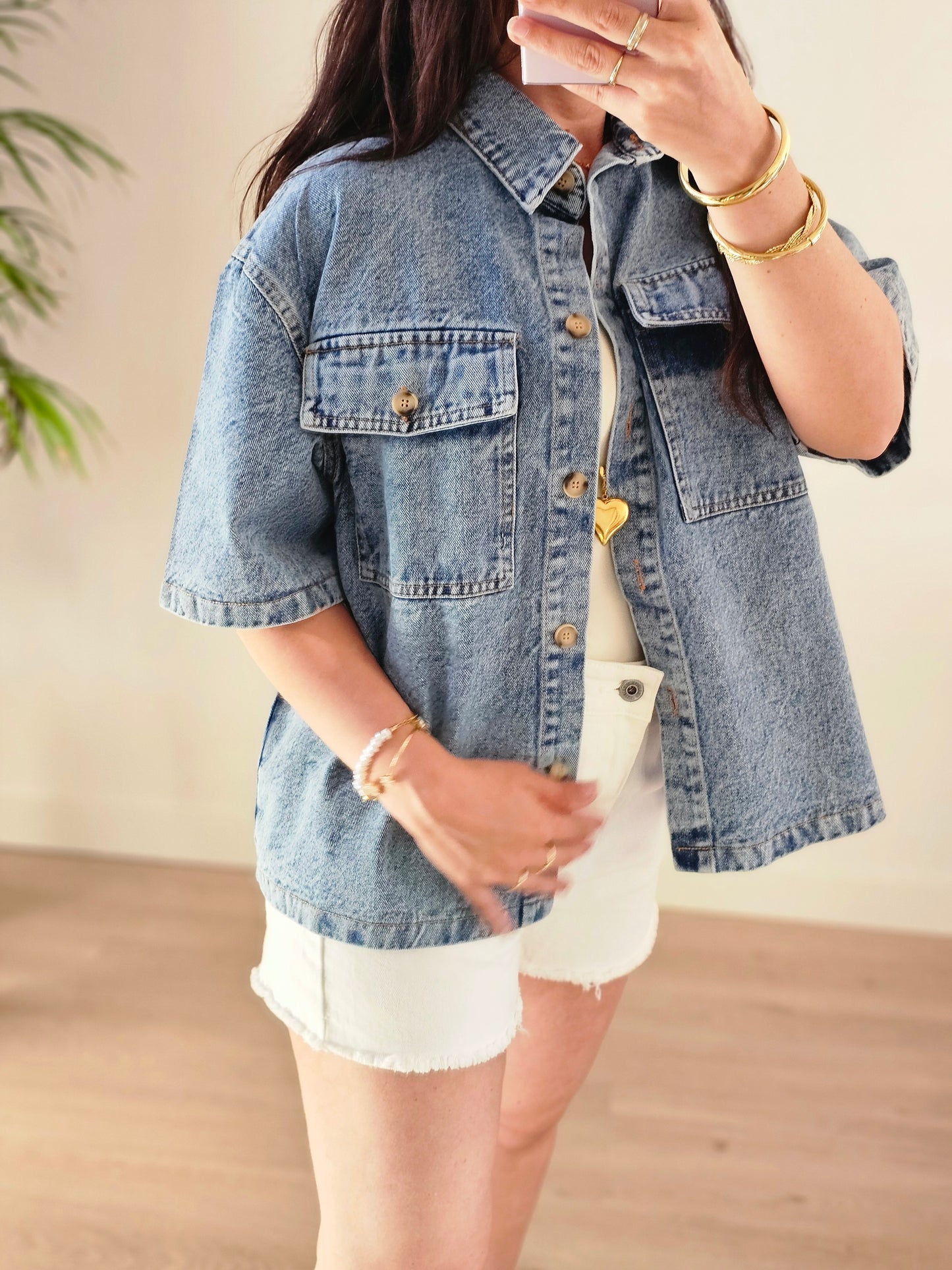Azzurro light denim blouse