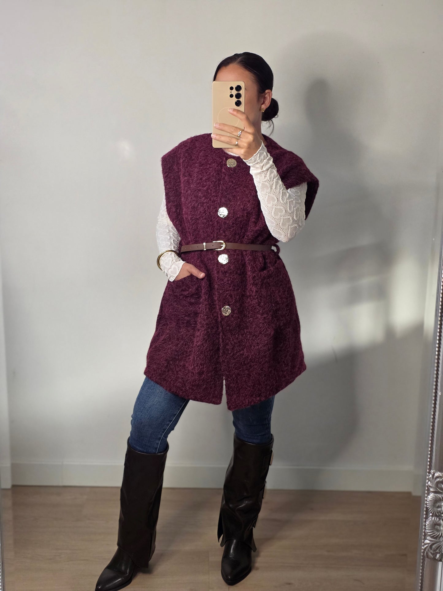 Teddy gilet bordeaux rood
