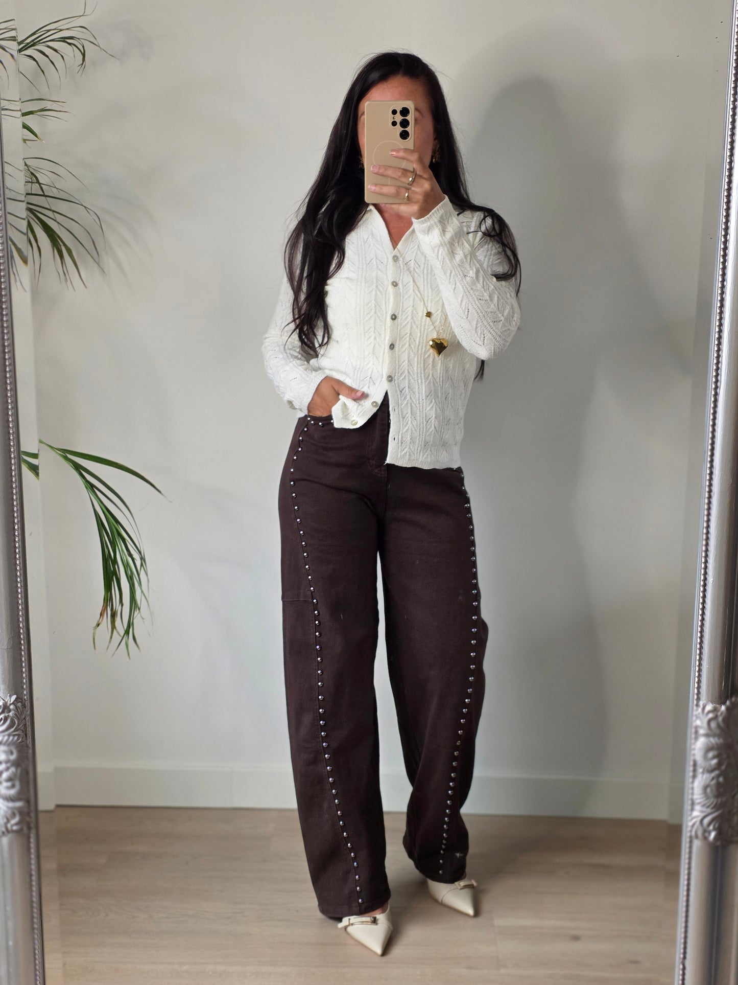 Ballon studs jeans brown