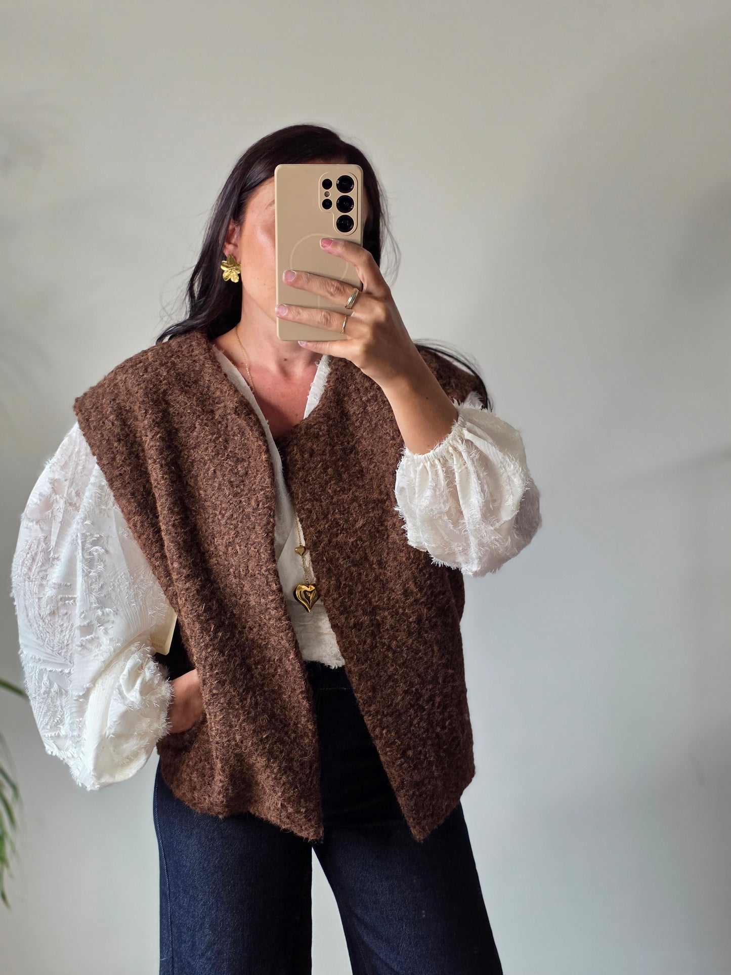 Teddy gilet brown