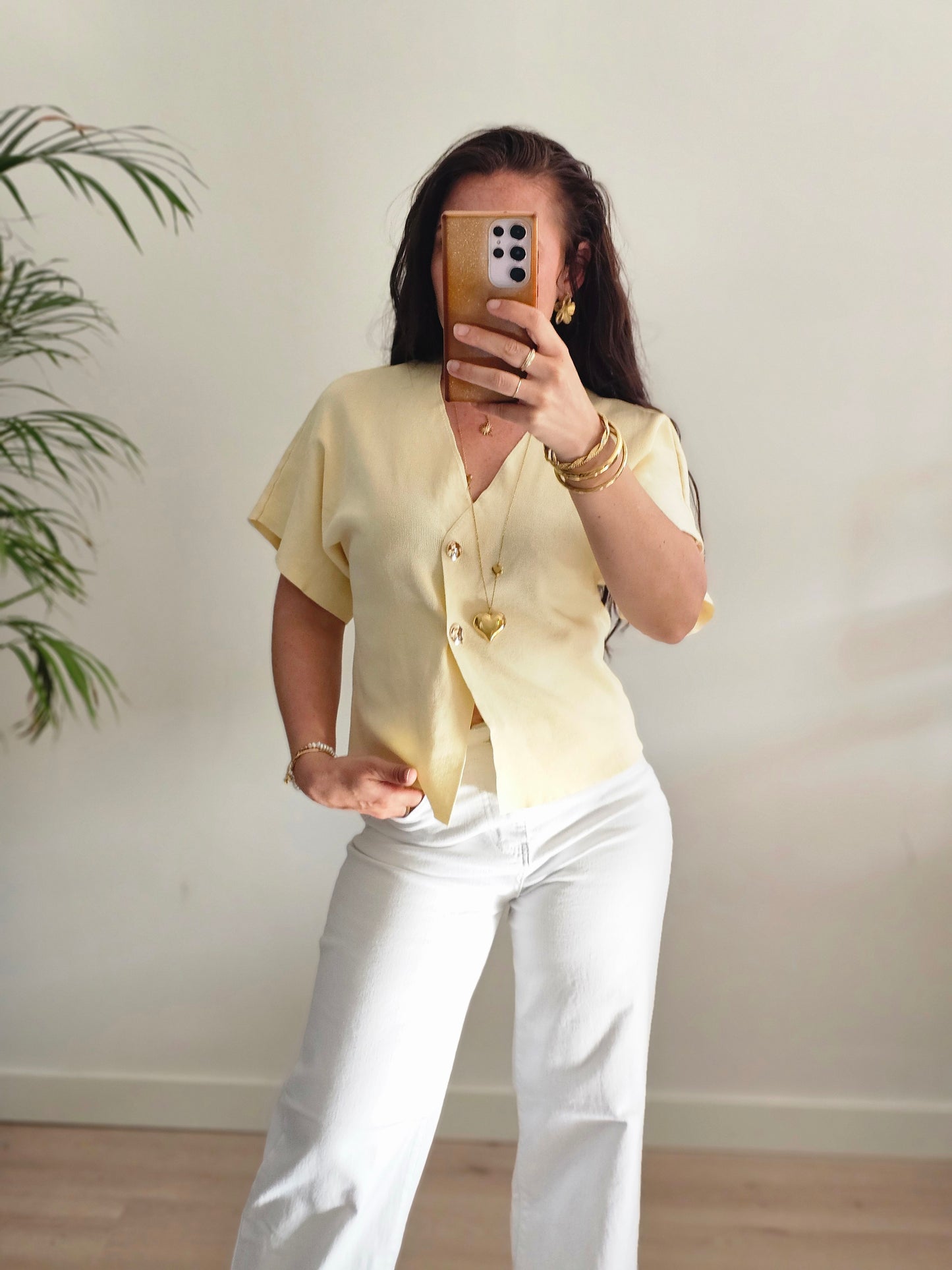 Gold button top Yellow