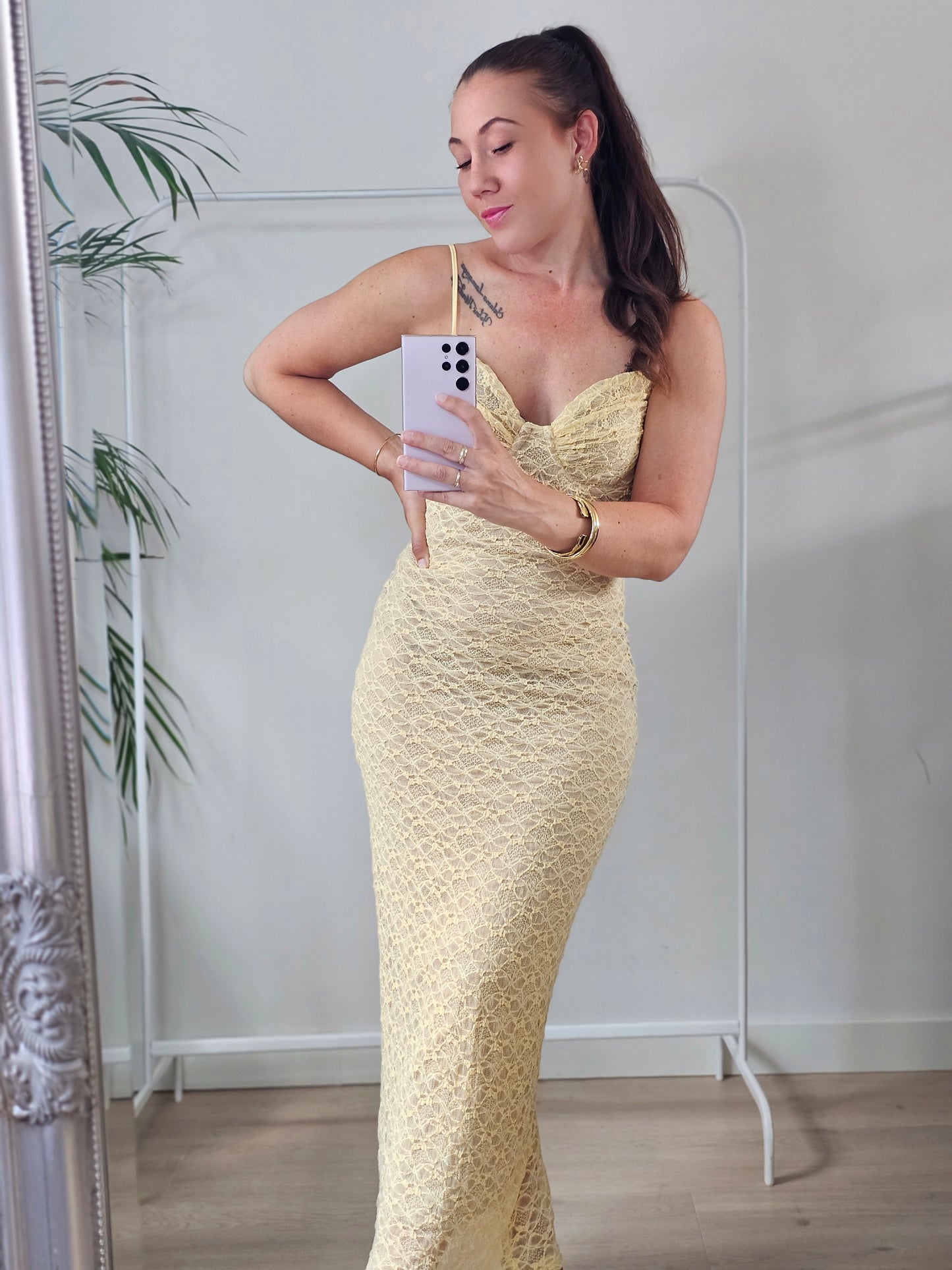 Butter yellow dress long