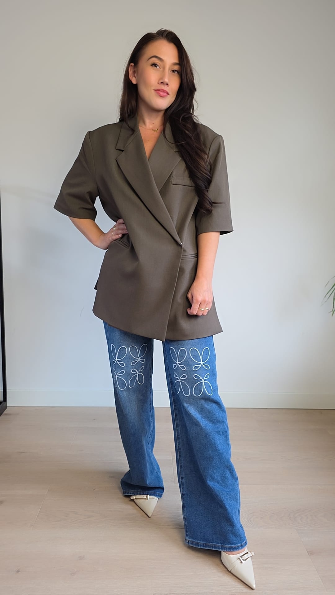 Oversized blazer bruin