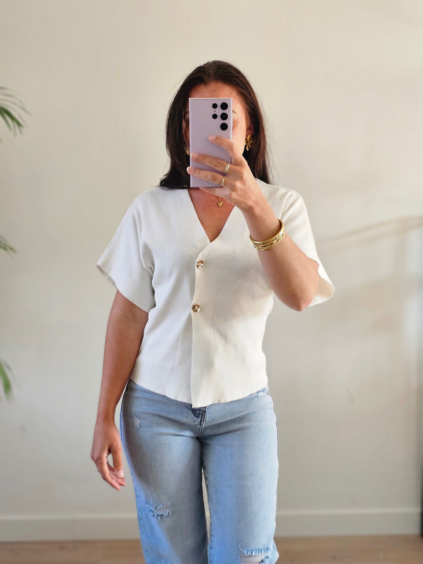 Gold button top wit