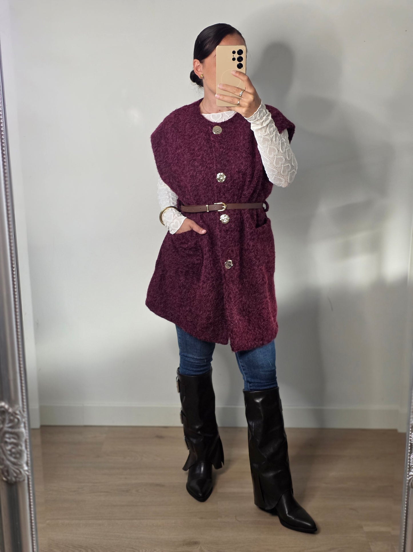 Teddy gilet bordeaux rood