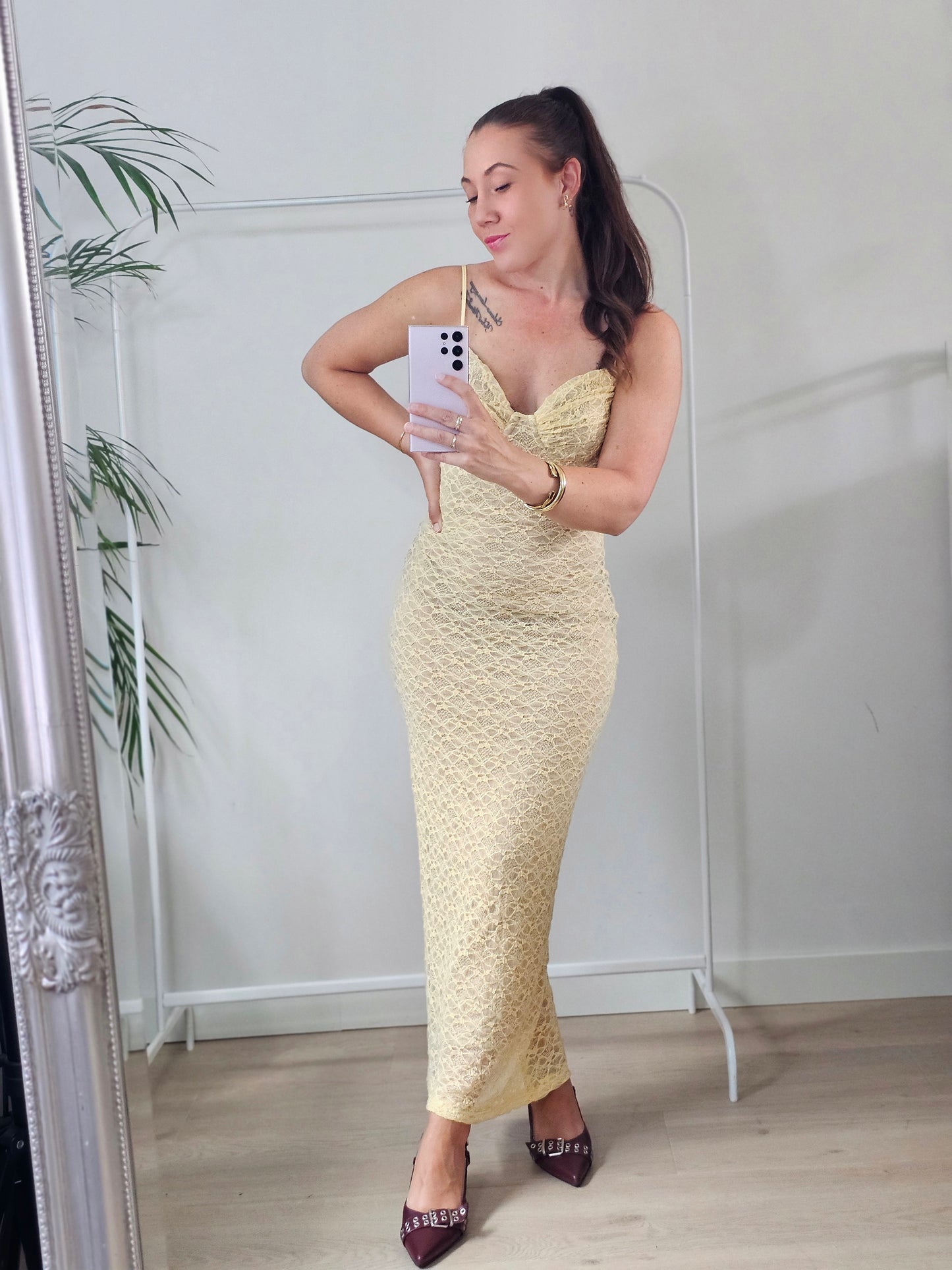 Butter yellow dress long