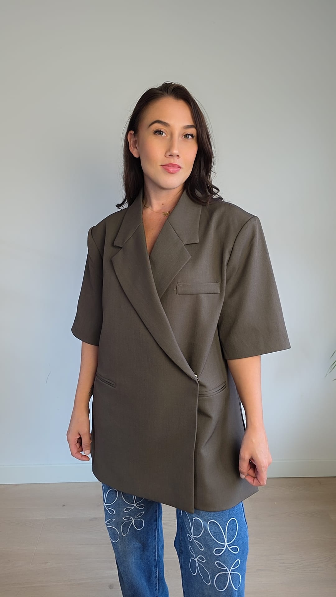 Oversized blazer bruin