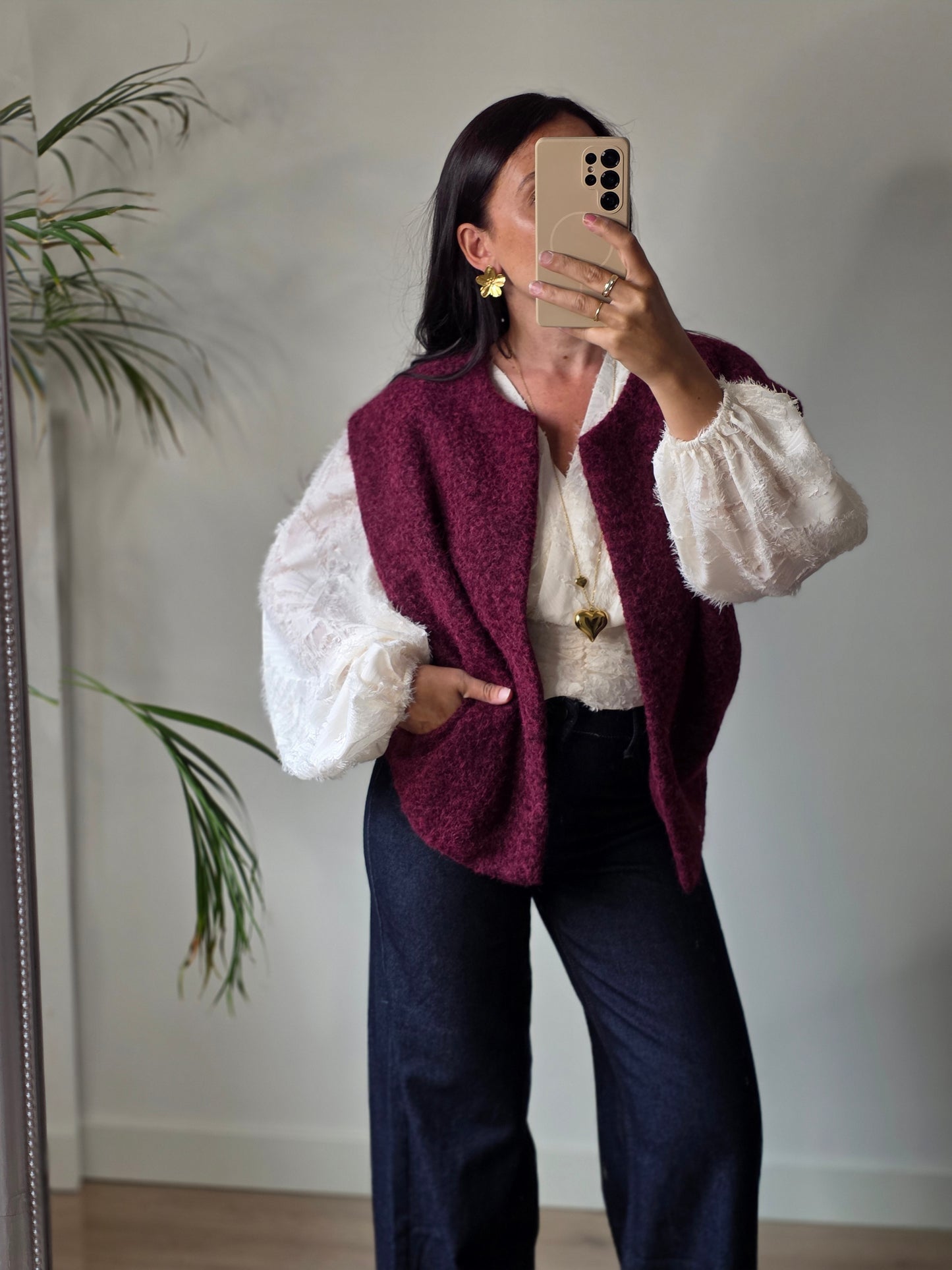 Teddy gilet bordeaux rood