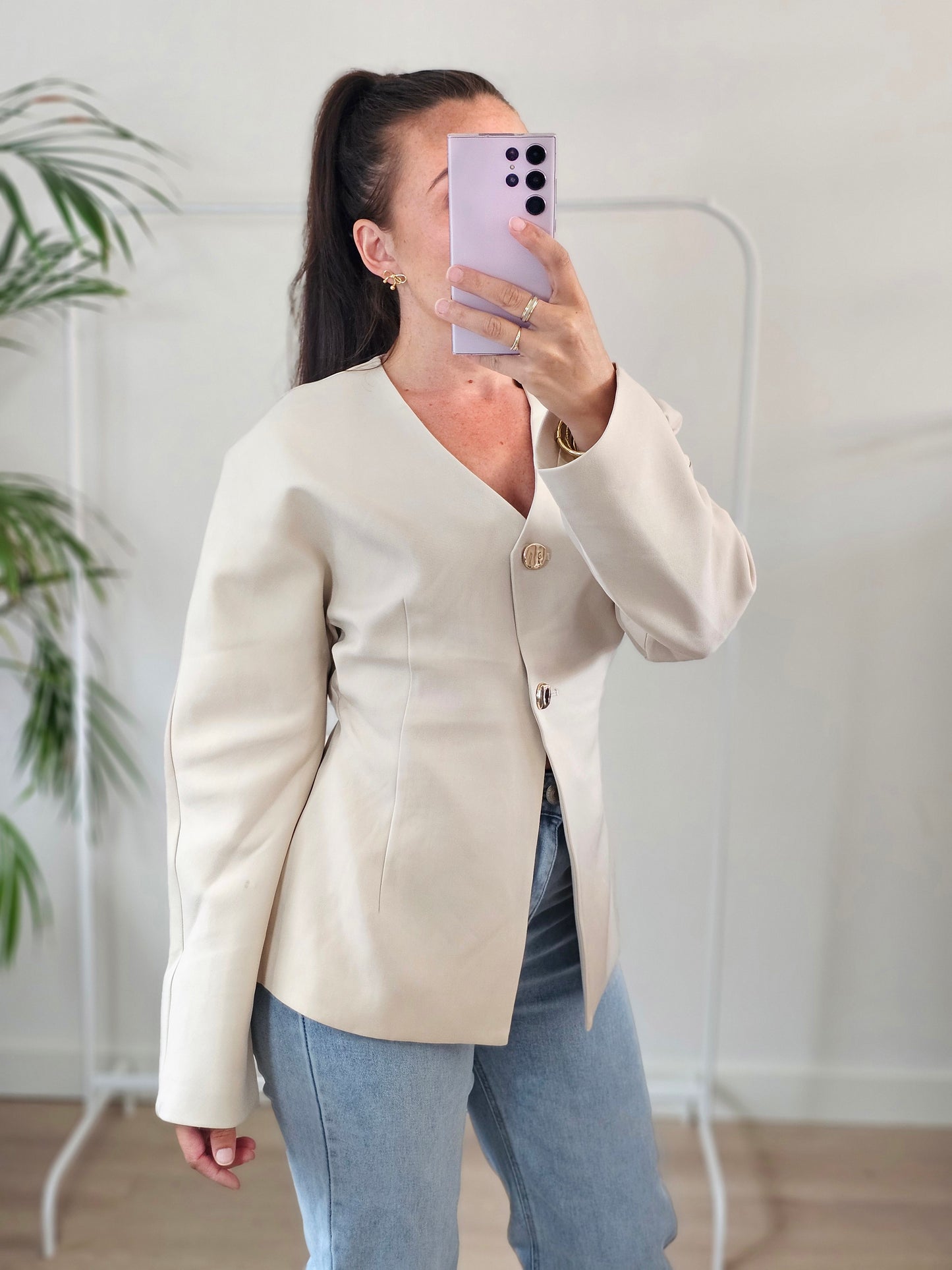 Getailleerde blazer beige