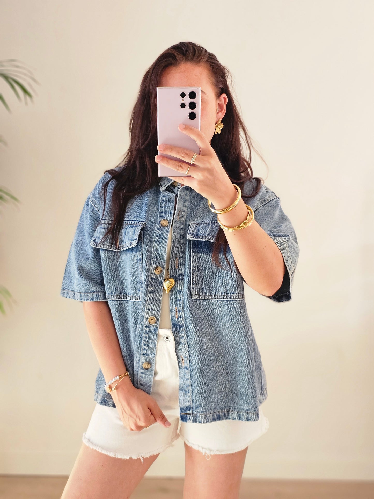 Azzurro light denim blouse