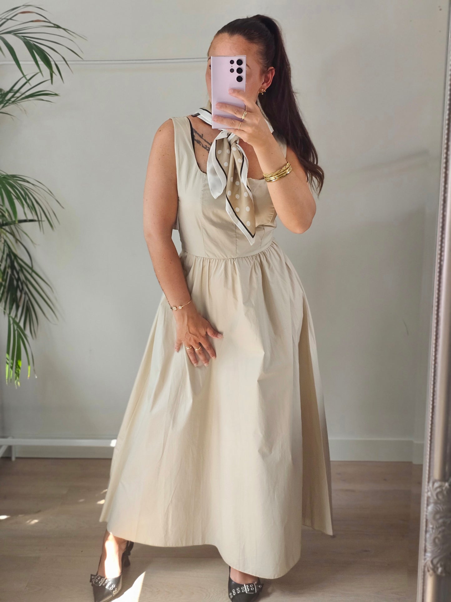 Loena padded dress beige