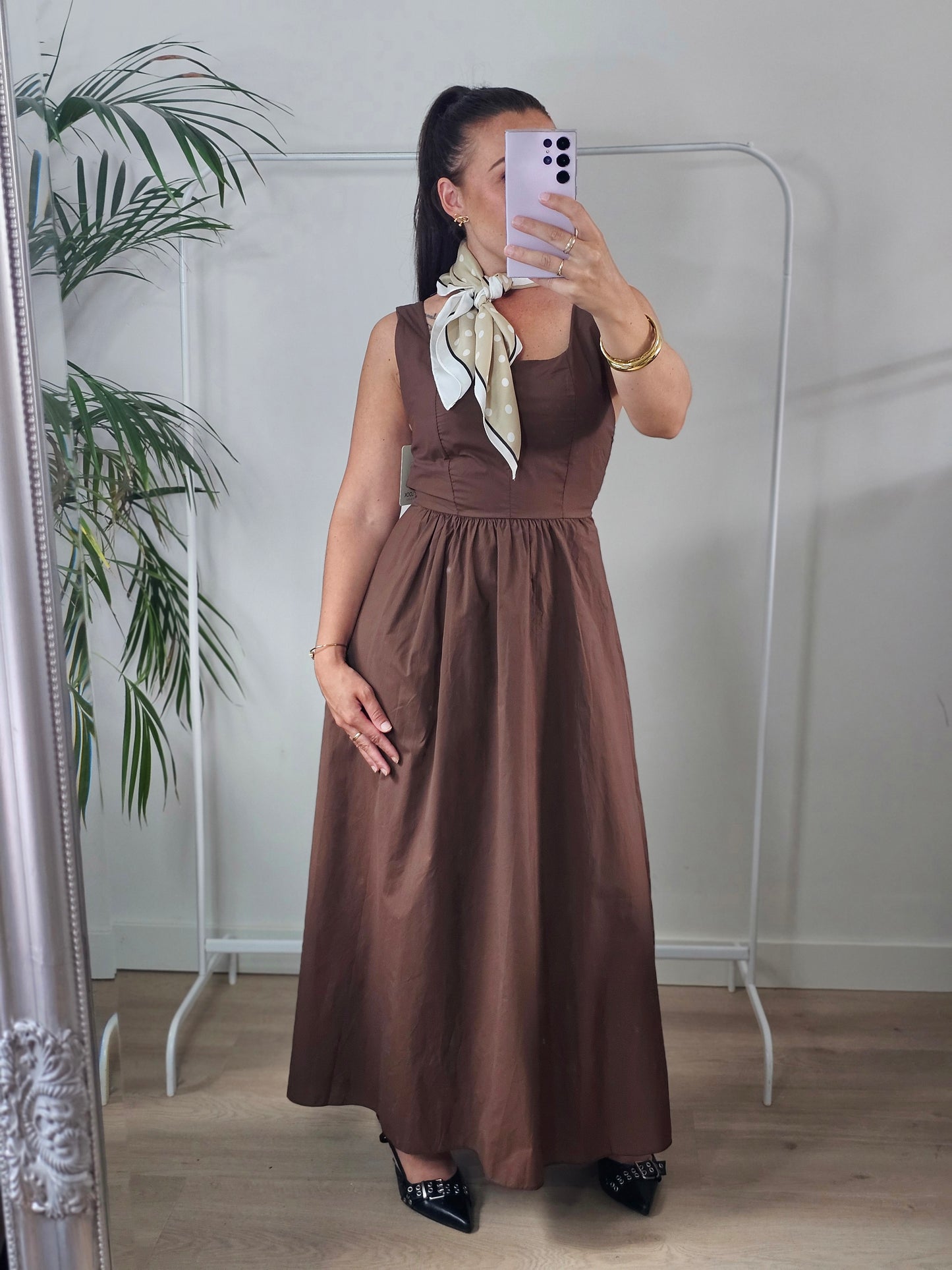 Loena Padded dress brown