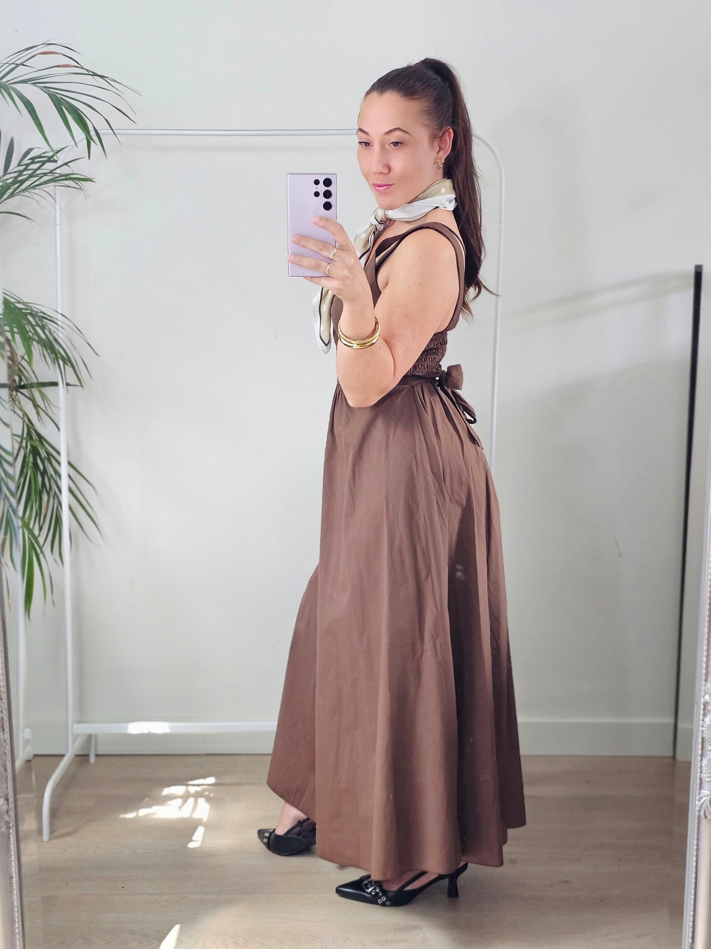 Loena Padded dress brown