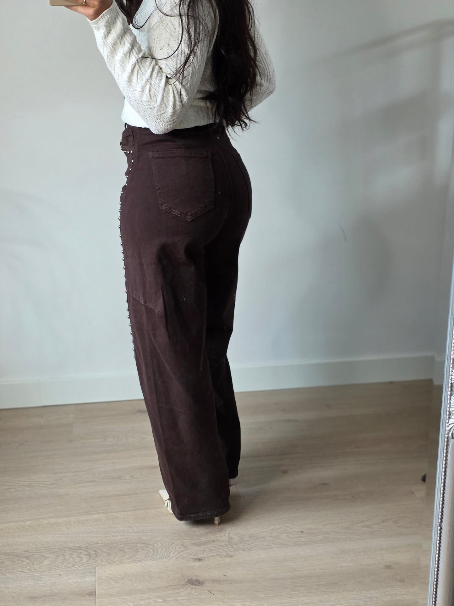 Ballon studs jeans brown