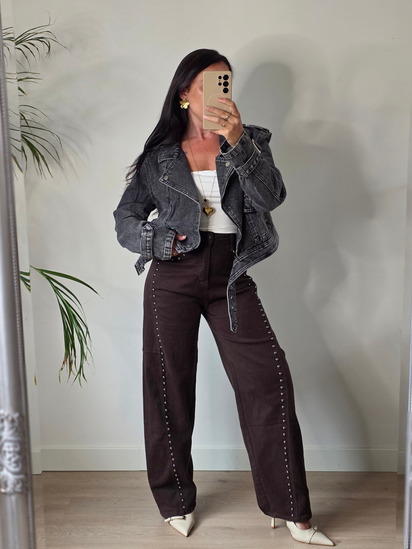 Ballon studs jeans brown