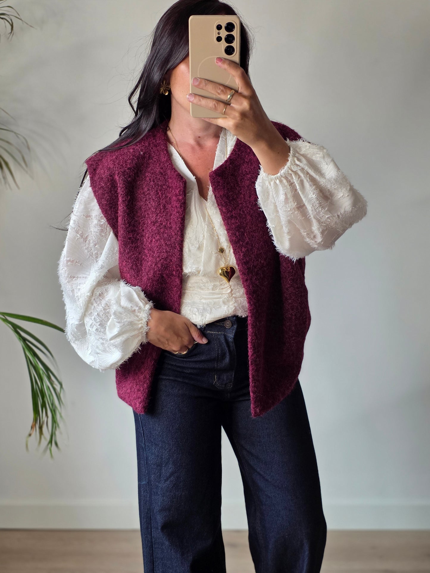 Teddy gilet bordeaux rood