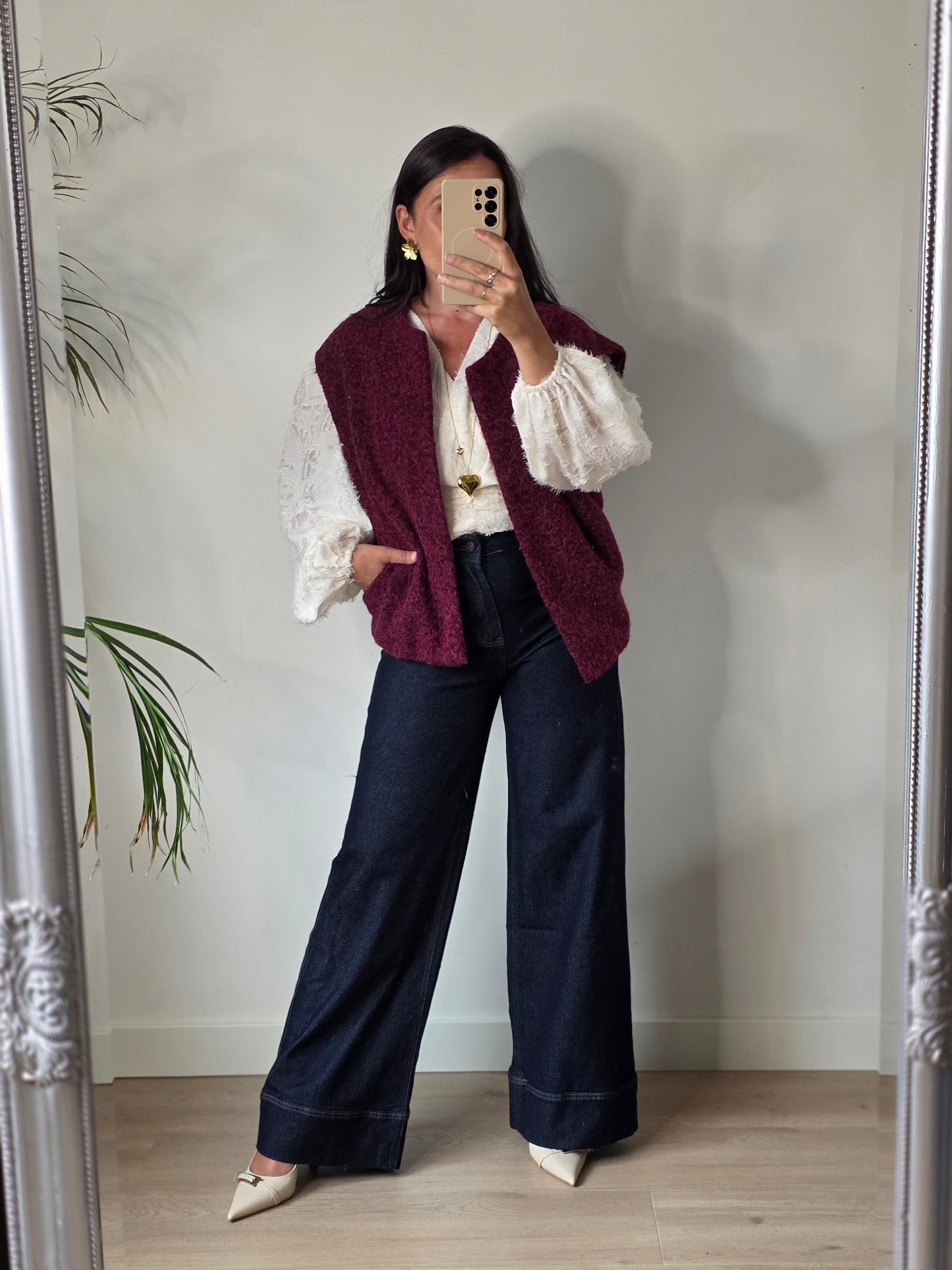 Teddy gilet bordeaux rood