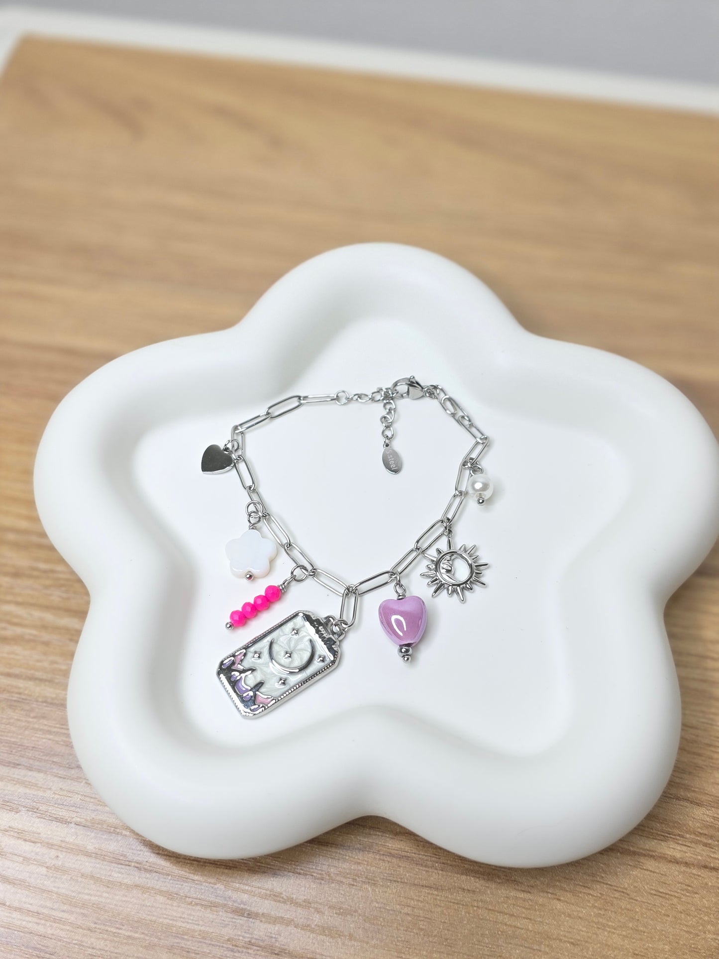 Purple heart bracelet silver