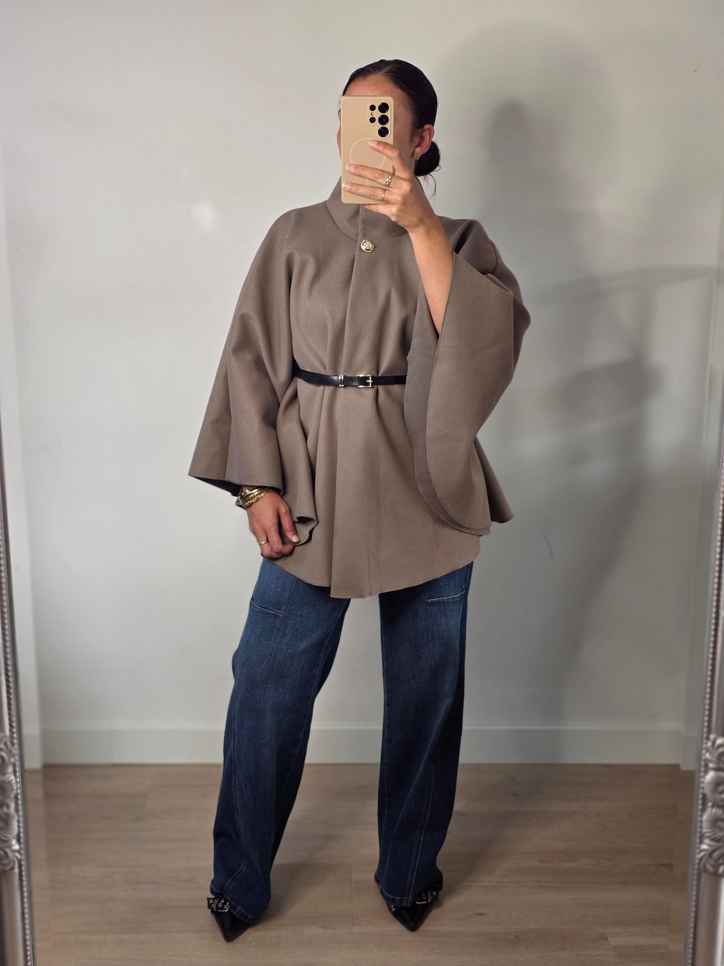 Poncho Noortje taupe