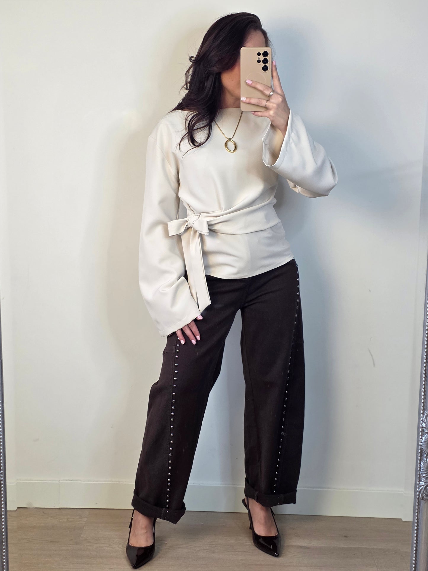 Loena strik top beige