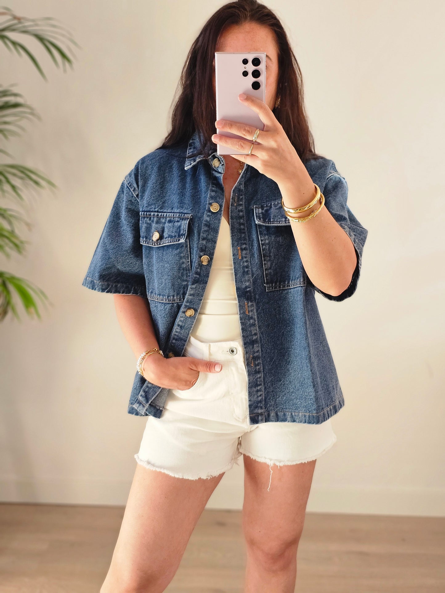 Azzurro dark denim blouse