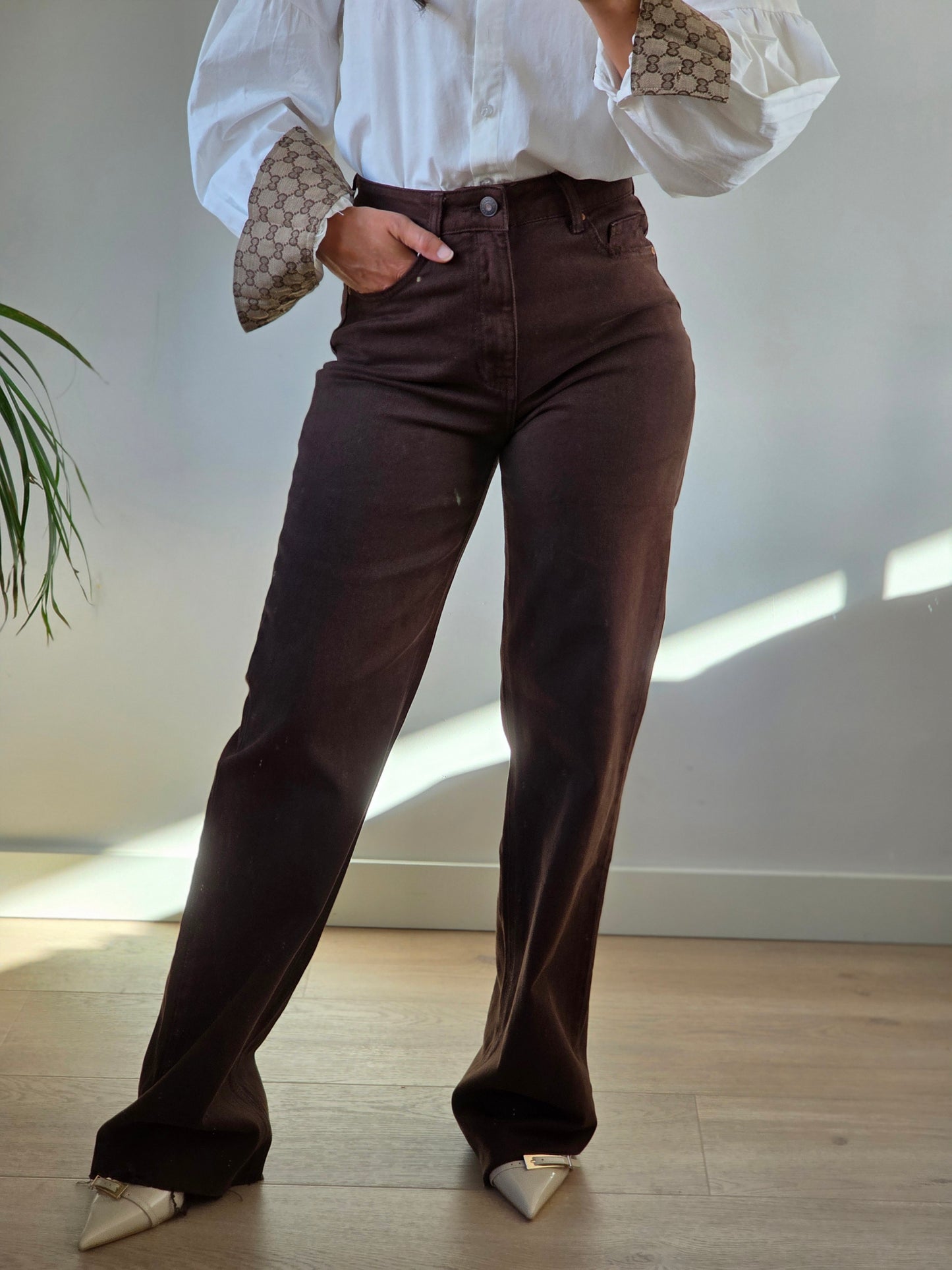 Wide leg jeans tall brown