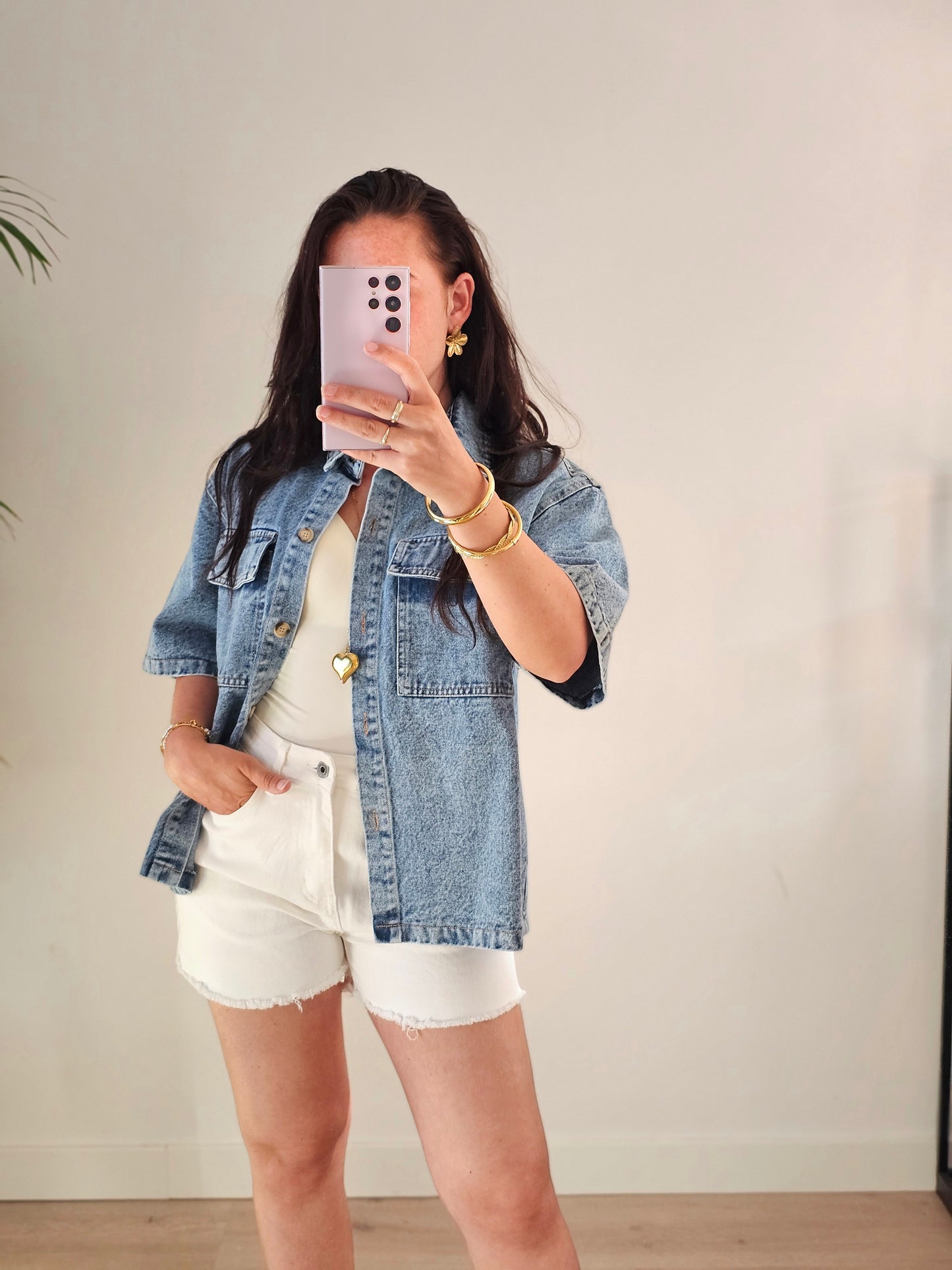 Azzurro light denim blouse