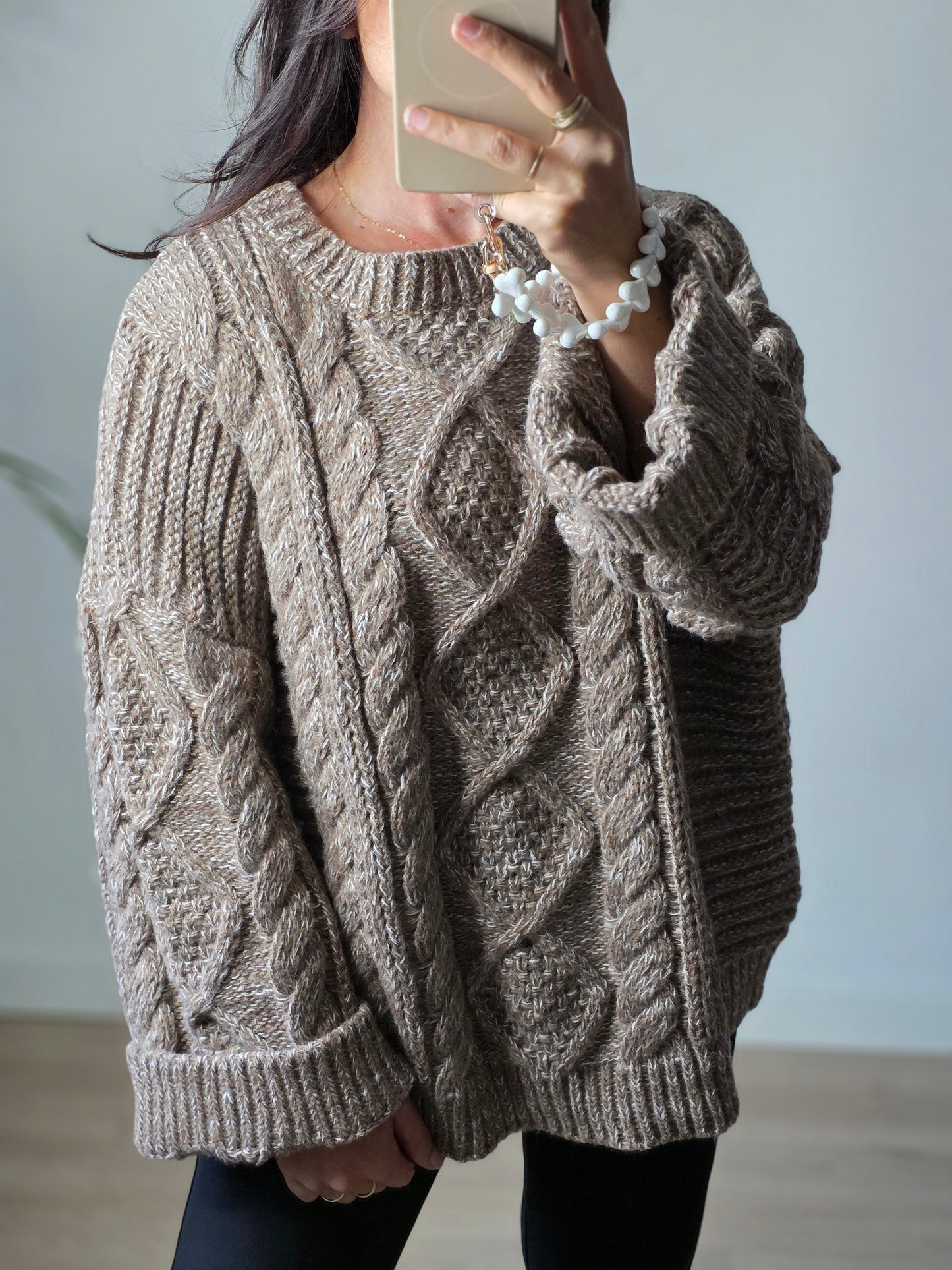 Oversized Knit sweater taupe
