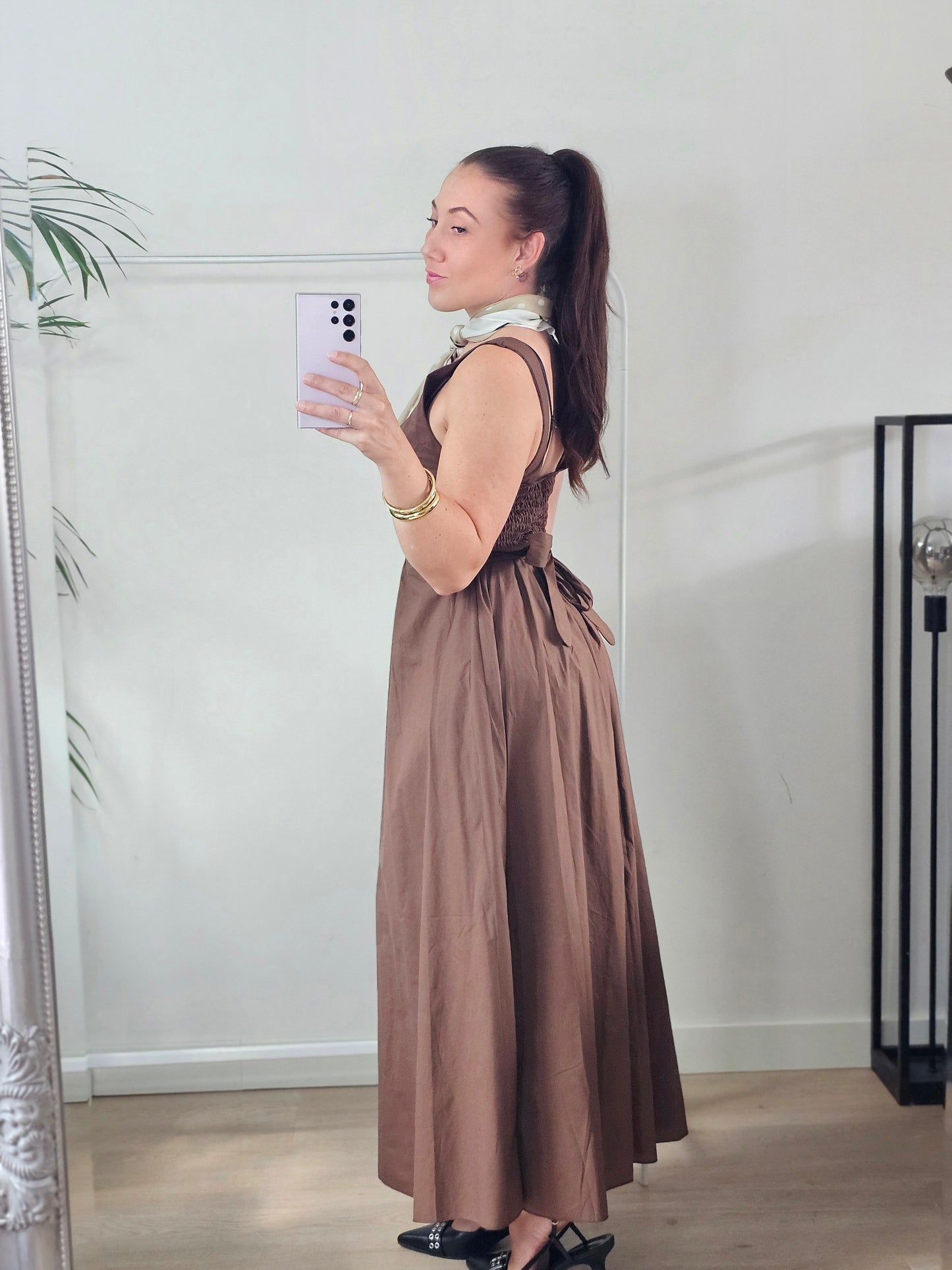 Loena Padded dress brown