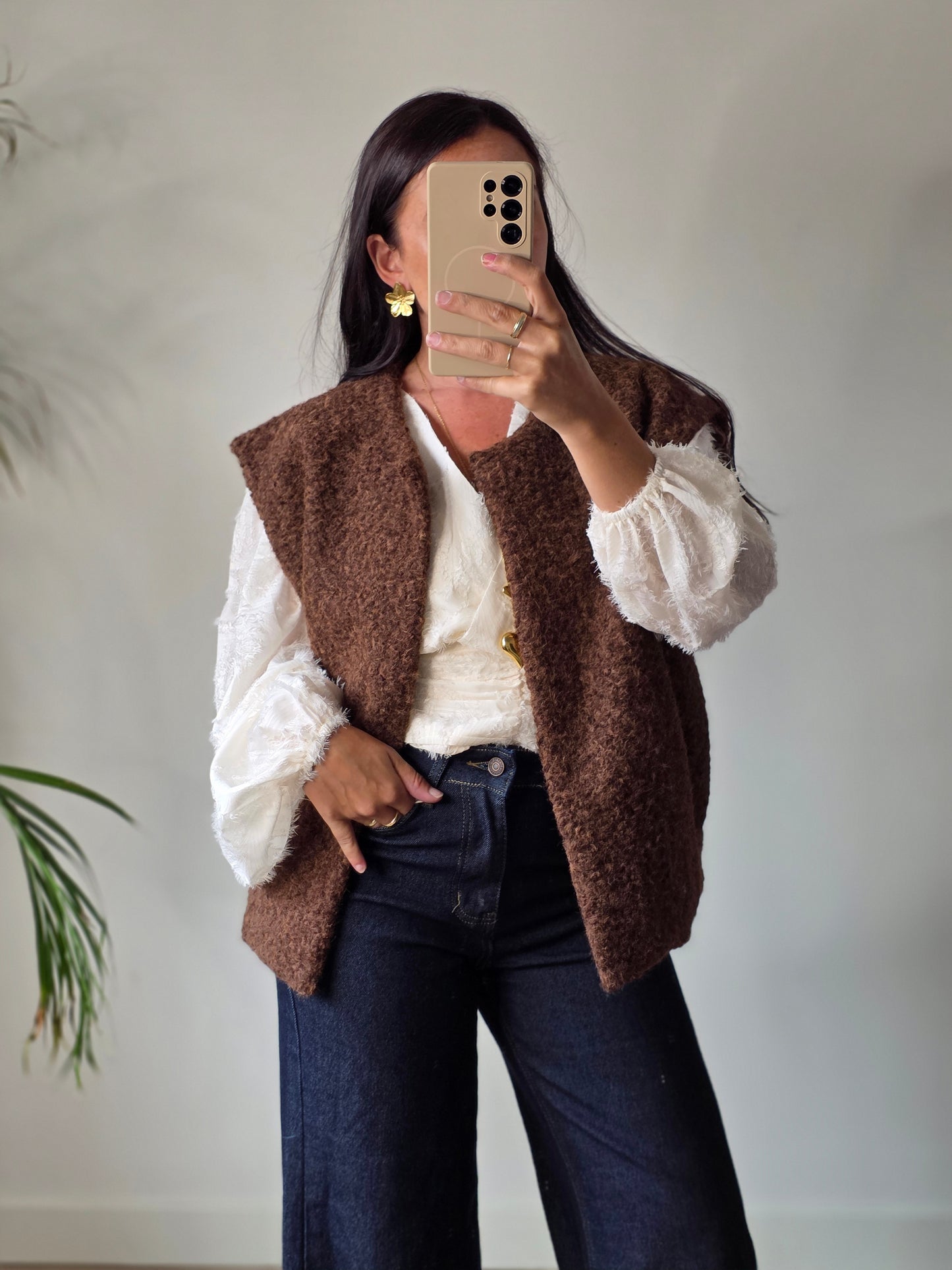 Teddy gilet brown