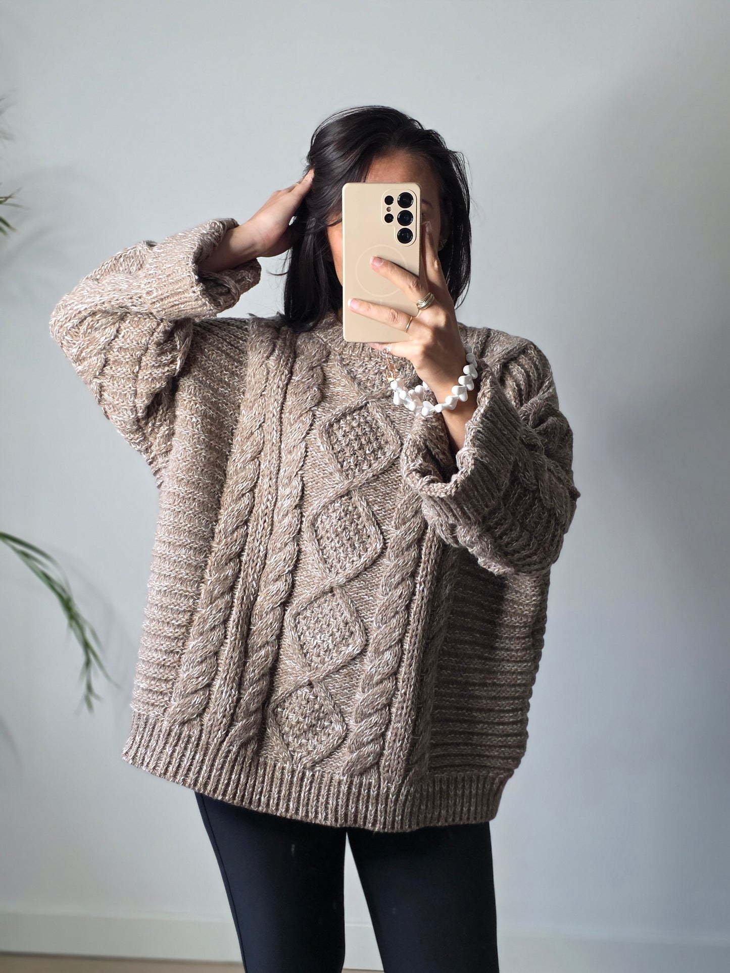 Oversized Knit sweater taupe