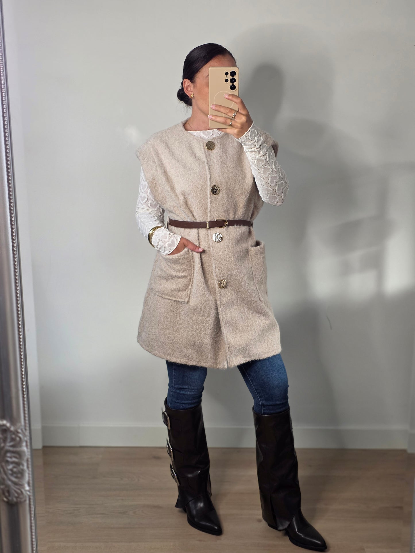 Teddy gilet beige