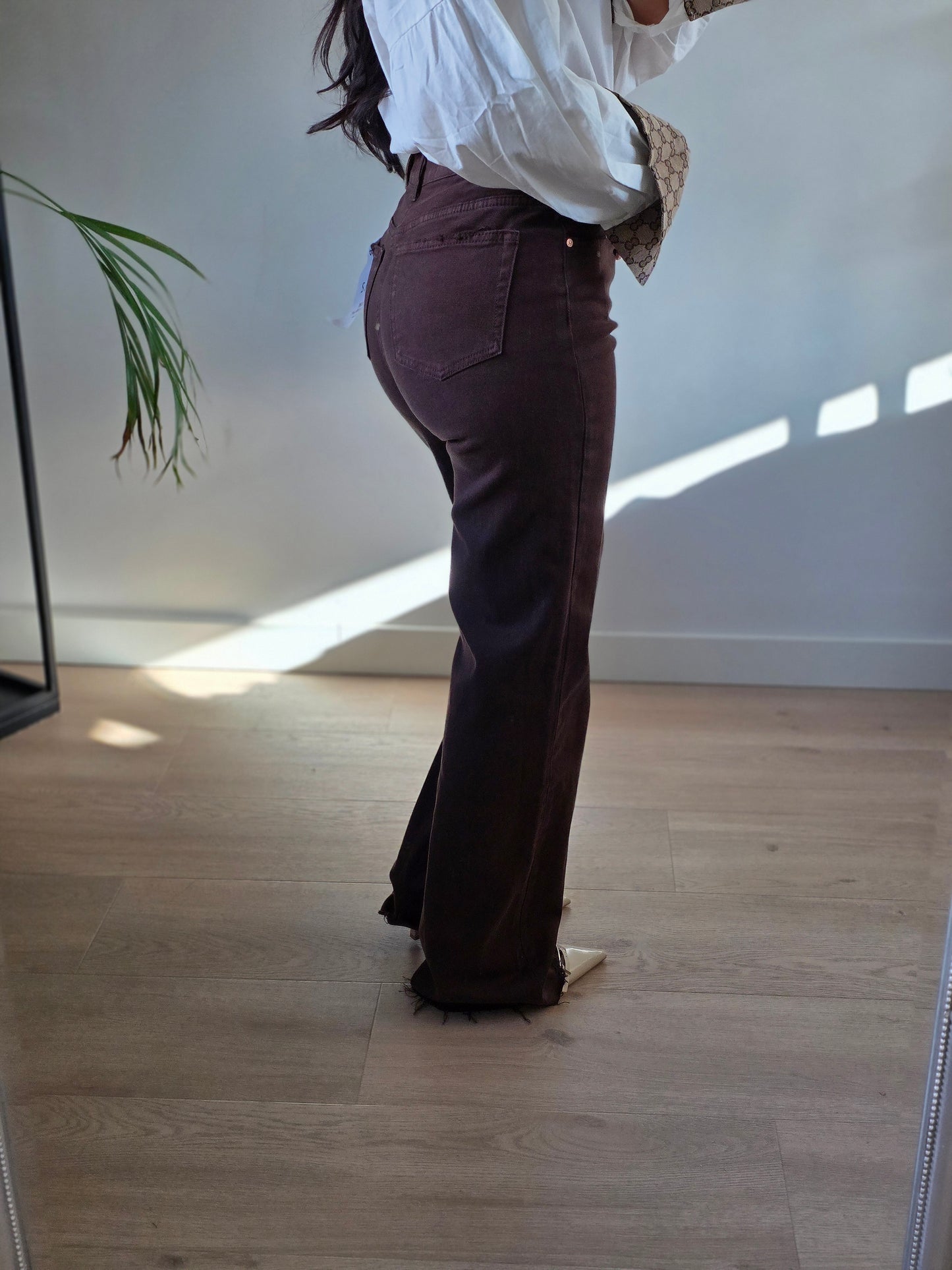 Wide leg jeans tall brown