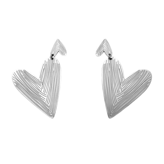 Oorbel dubbele hart zilver [stainless steel]