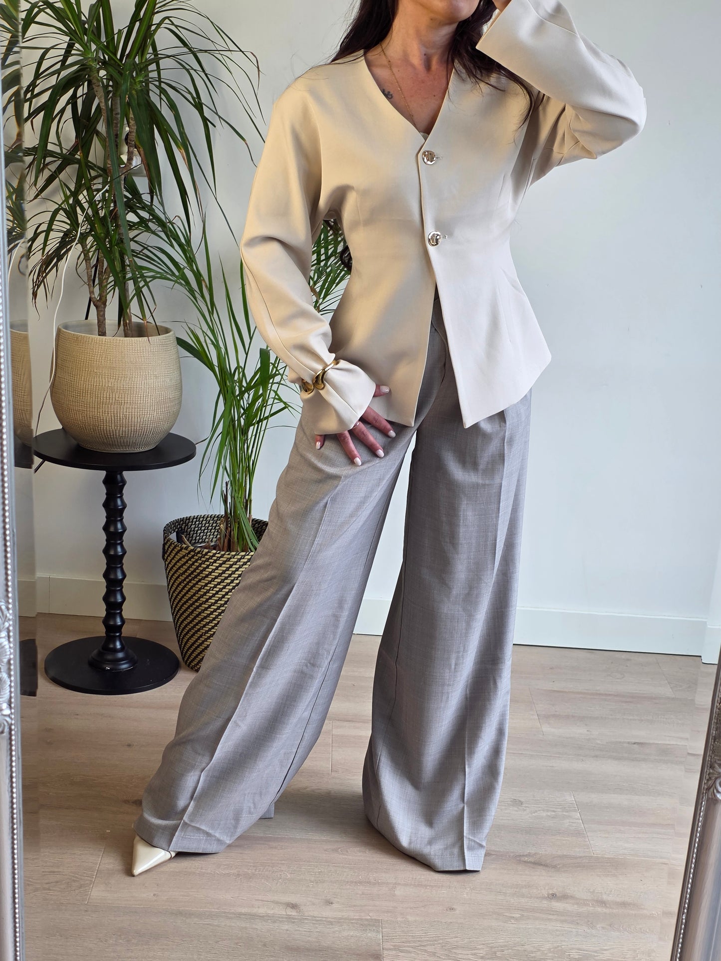Getailleerde blazer beige