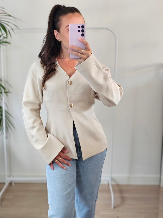 Getailleerde blazer beige