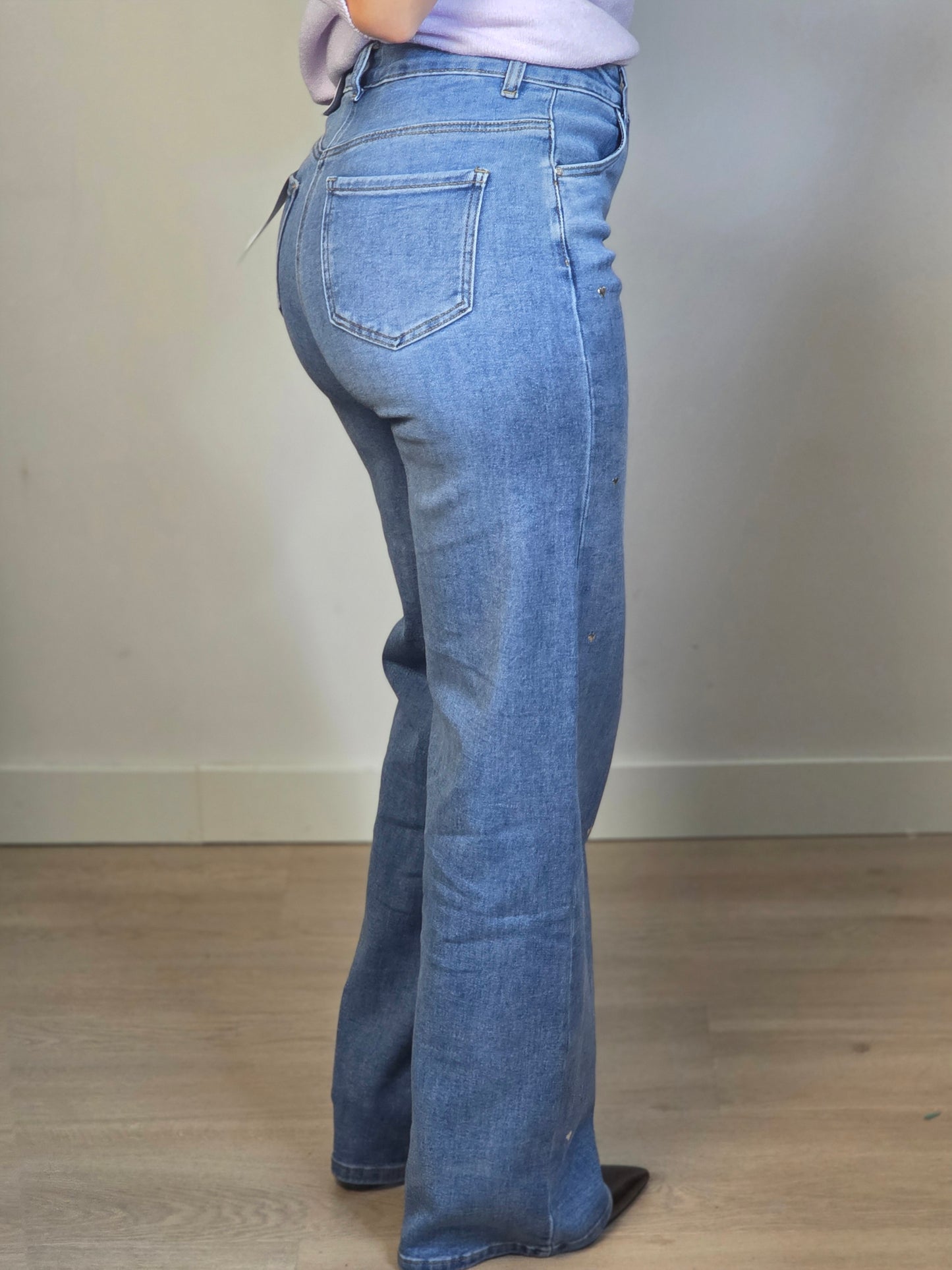Wide leg jeans love studs