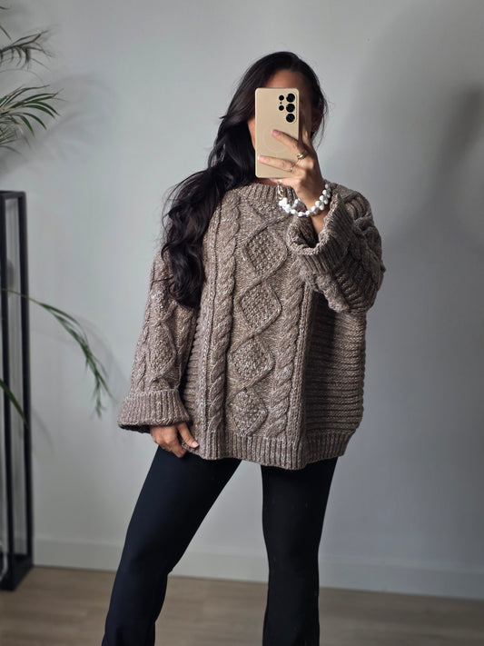 Oversized Knit sweater taupe