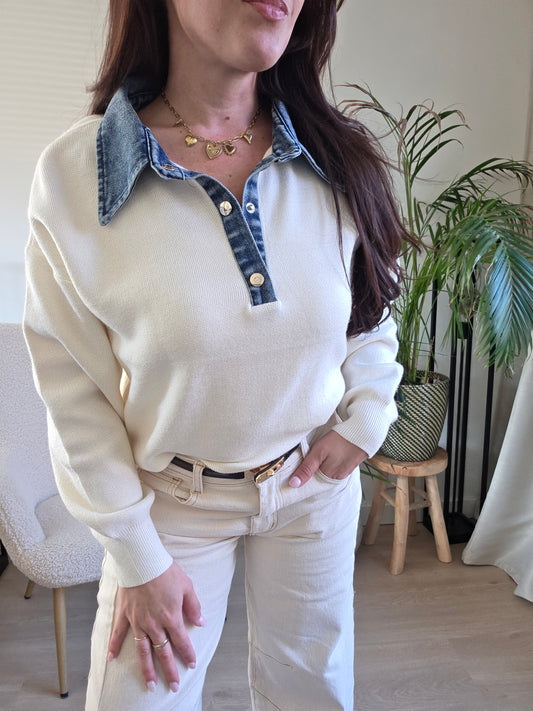 Denim trui beige