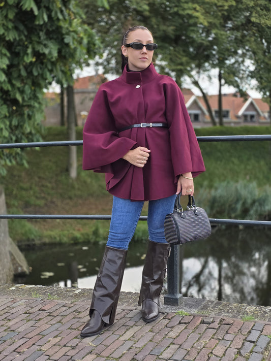 Poncho Noortje bordeaux rood