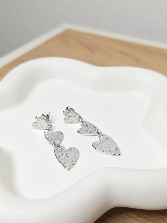 Triple heart earring silver